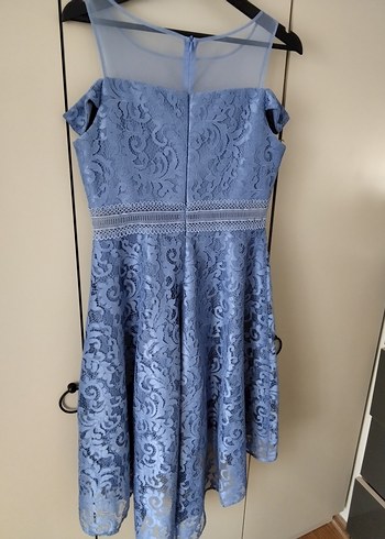 Mavi Dantel Abiye Elbise - Görsel 6