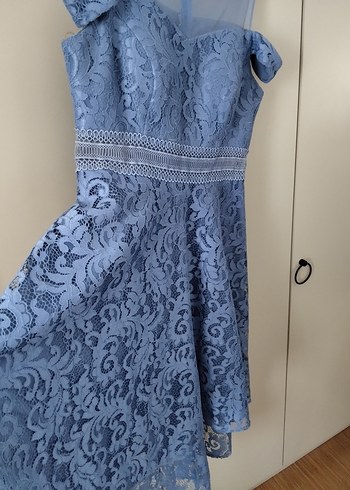 Mavi Dantel Abiye Elbise - Görsel 3