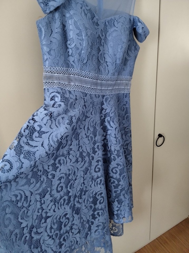 Mavi Dantel Abiye Elbise - Görsel 3