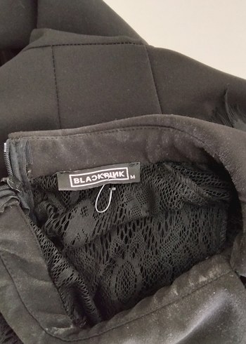 Dantel Detaylı Siyah Kısa Kollu Mini Elbise - Görsel 6