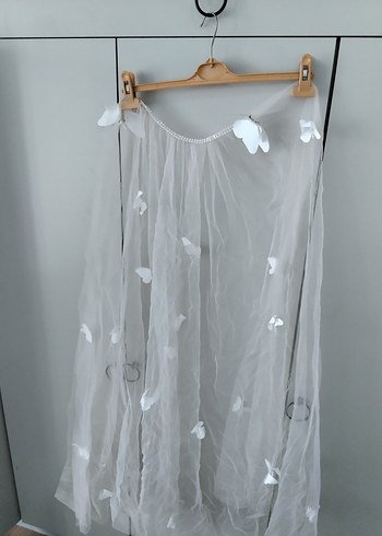 Kız Çocuk toz pembe Dantelli Tül Abiye Elbise Pelerinle beraber - Görsel 11