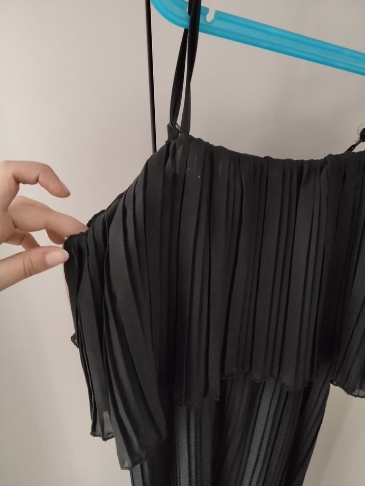 Kadın Siyah Pilili Uzun Tulum - Görsel 4