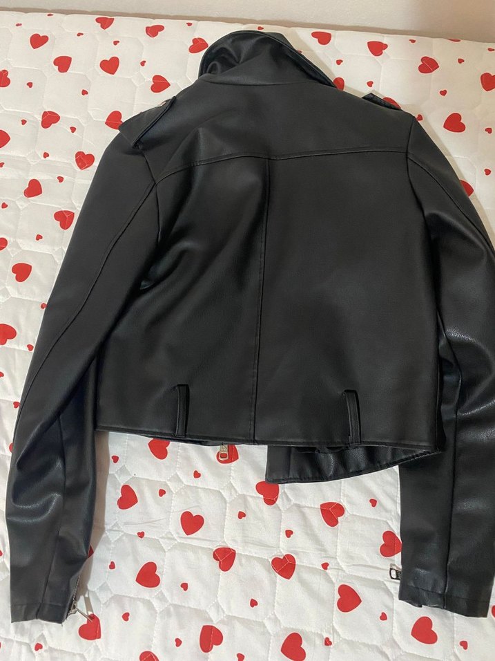 Siyah Deri Biker Ceket - Görsel 4