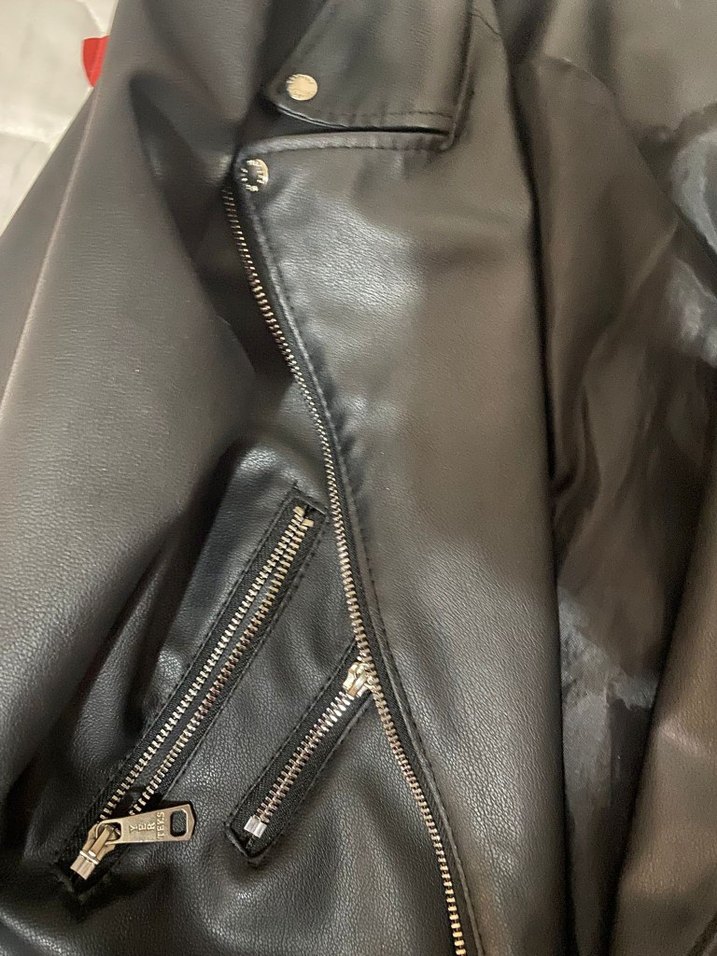 Siyah Deri Biker Ceket - Görsel 3