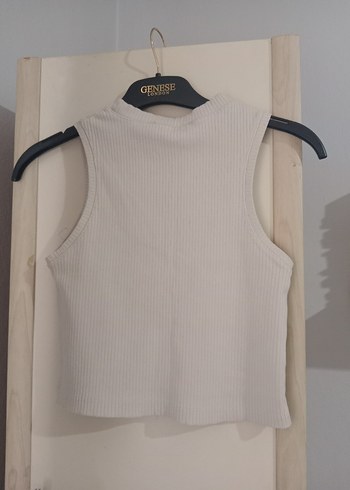 Beyaz Kolsuz Yüksek Yakalı Mini Atlet - Görsel 2