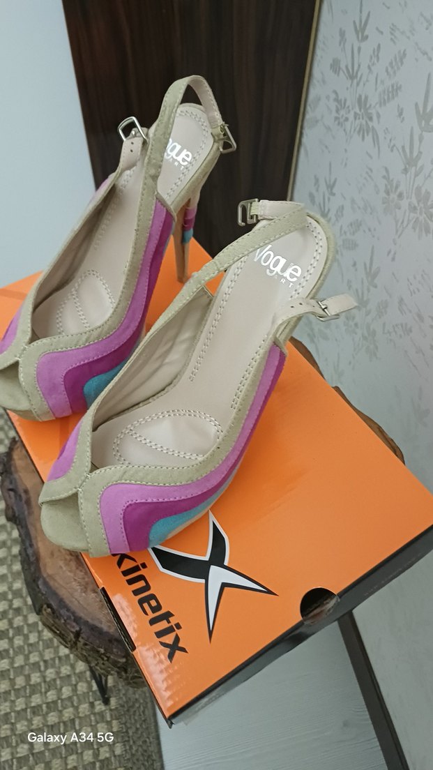 Pastel Çok Renkli Kadın Topuklu Ayakkabı - Görsel 2