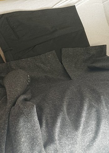 Gri yün kışlık Erkek Takım Elbise, Normal Kesim, Düğmeli - Görsel 3