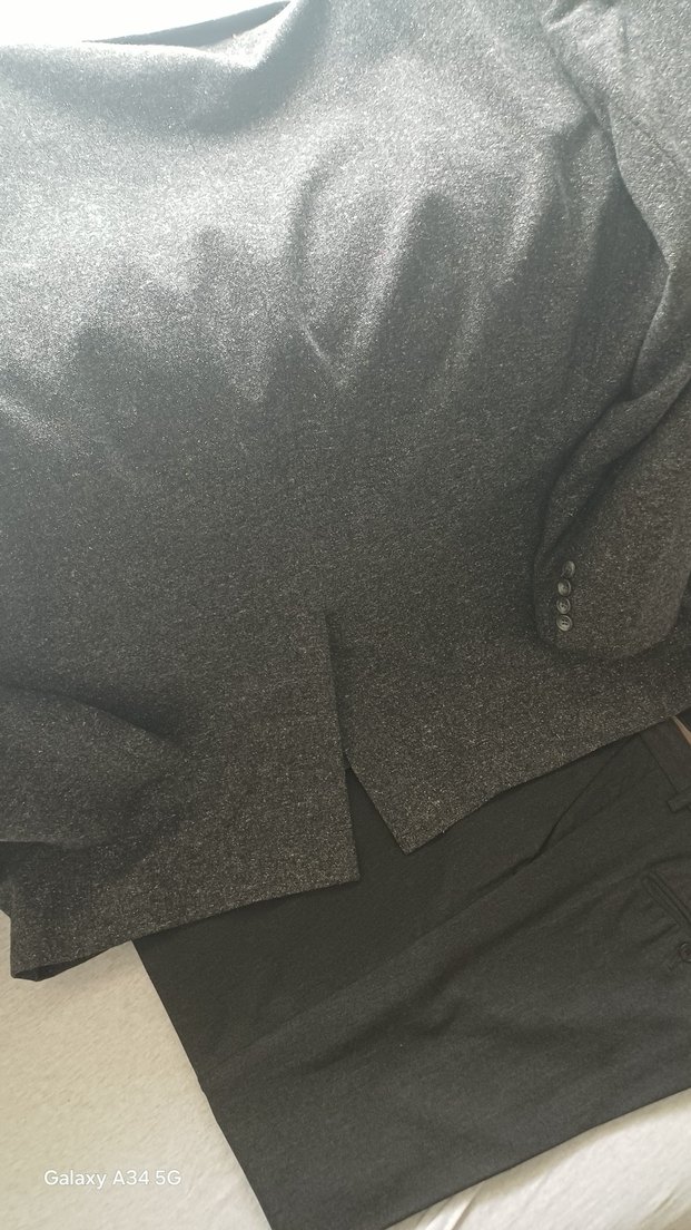 Gri yün kışlık Erkek Takım Elbise, Normal Kesim, Düğmeli - Görsel 4