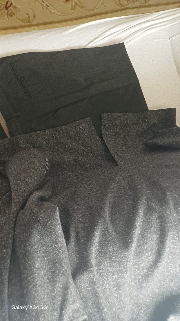 Gri yün kışlık Erkek Takım Elbise, Normal Kesim, Düğmeli - Görsel 3