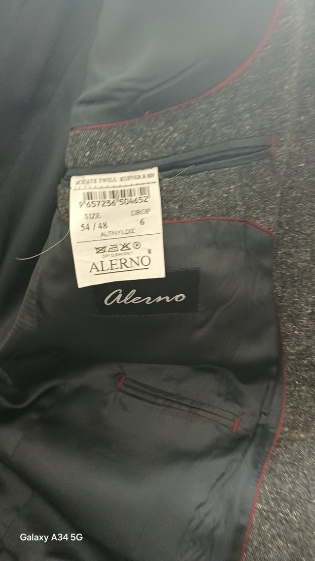 Gri yün kışlık Erkek Takım Elbise, Normal Kesim, Düğmeli - Görsel 2