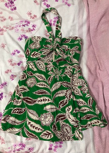 Straplez Elbise görünümlü Şort Tulum - Görsel 4