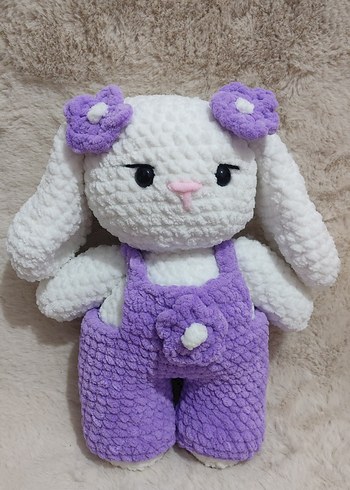 Mor Aksesuarlı Peluş Tavşan Oyuncak - Görsel 2