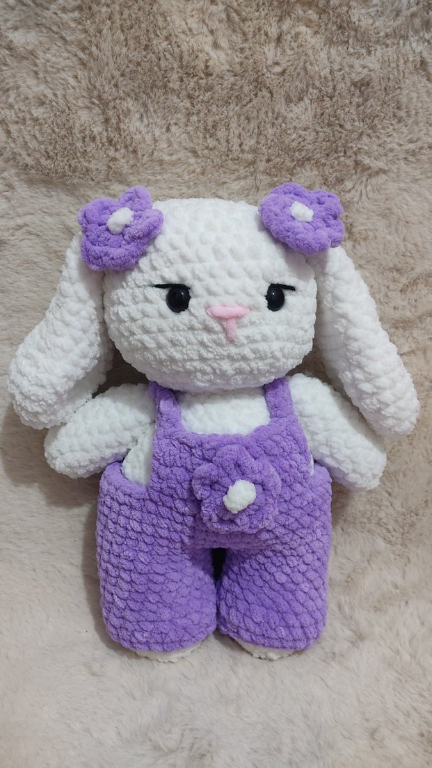 Mor Aksesuarlı Peluş Tavşan Oyuncak - Görsel 2