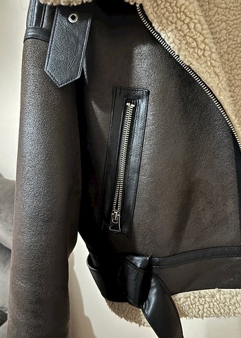 Kemerli Kahverengi Deri Kadın Ceket - Görsel 3