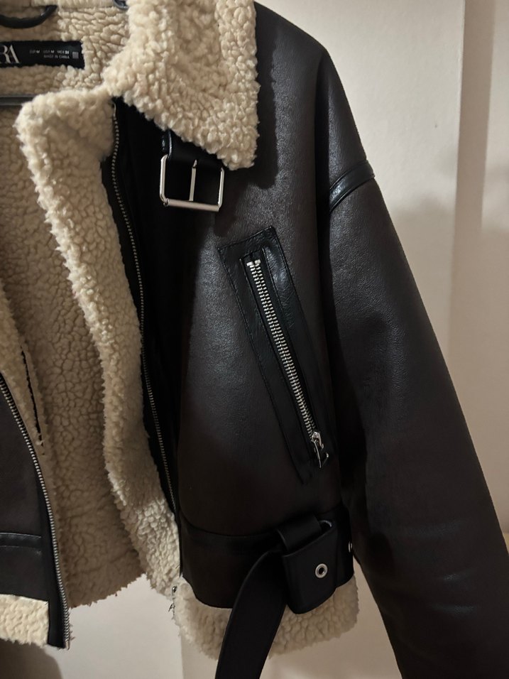 Kemerli Kahverengi Deri Kadın Ceket - Görsel 2