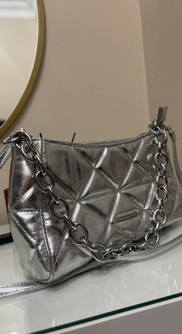 Gri Zincir Detaylı Kadın Çanta - Görsel 2