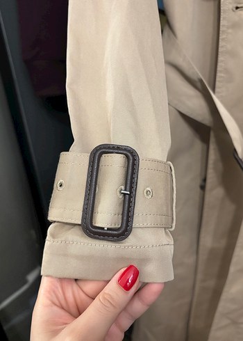 Bej Midi Kadın Trençkot Çift Düğmeli - Görsel 5