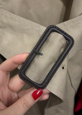 Bej Midi Kadın Trençkot Çift Düğmeli - Görsel 4