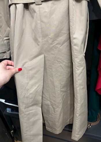 Bej Midi Kadın Trençkot Çift Düğmeli - Görsel 10