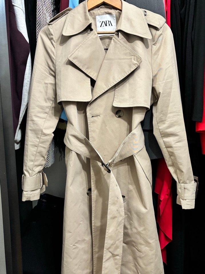 Bej Midi Kadın Trençkot Çift Düğmeli - Görsel 2