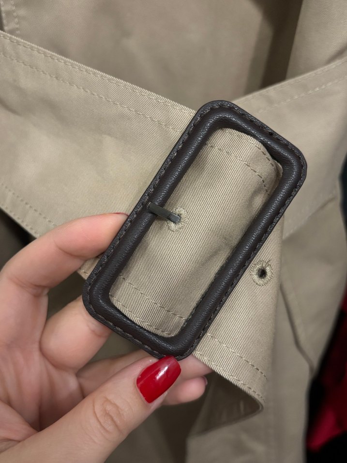 Bej Midi Kadın Trençkot Çift Düğmeli - Görsel 4