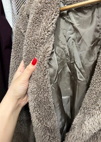 Kahverengi Uzun Kürklü Kadın Kaban - Görsel 4