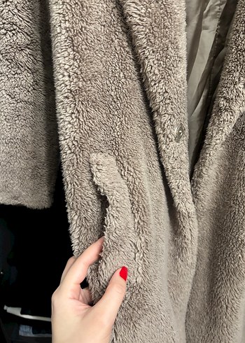 Kahverengi Uzun Kürklü Kadın Kaban - Görsel 6