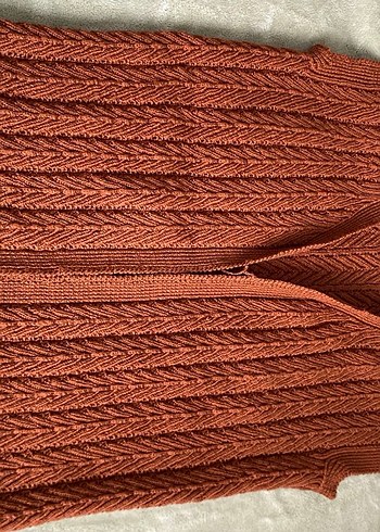 Kahverengi Pilili Örgü Kadın Yelek Kazak - Görsel 2