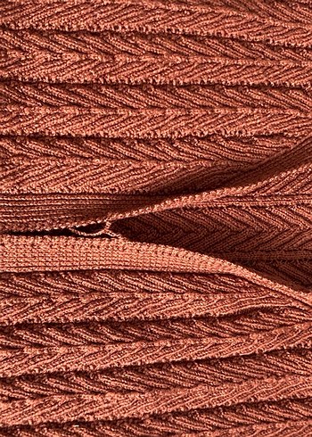 Kahverengi Pilili Örgü Kadın Yelek Kazak - Görsel 4