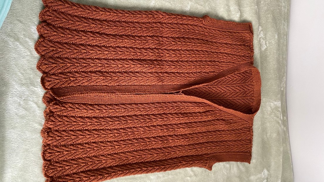 Kahverengi Pilili Örgü Kadın Yelek Kazak - Görsel 2