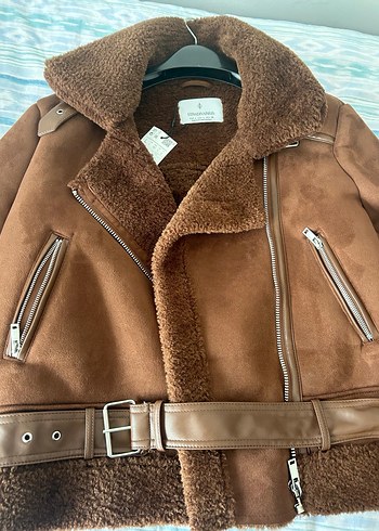 Kahverengi Süet Kürklü Kadın Ceket hiç giyilmedi sıfır etiketli - Görsel 4