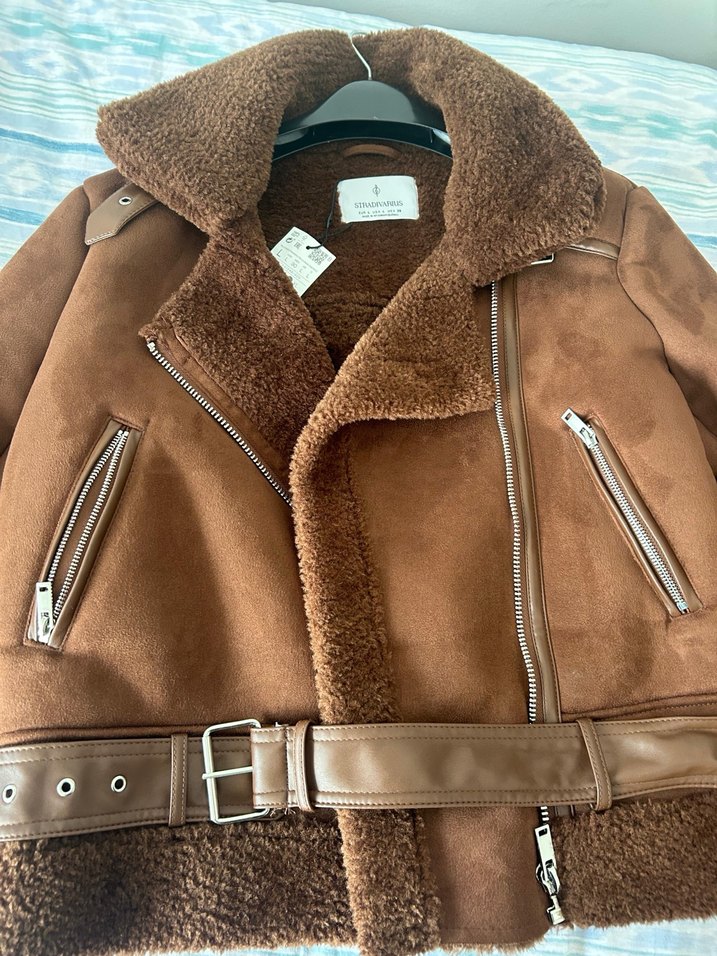 Kahverengi Süet Kürklü Kadın Ceket hiç giyilmedi sıfır etiketli - Görsel 4