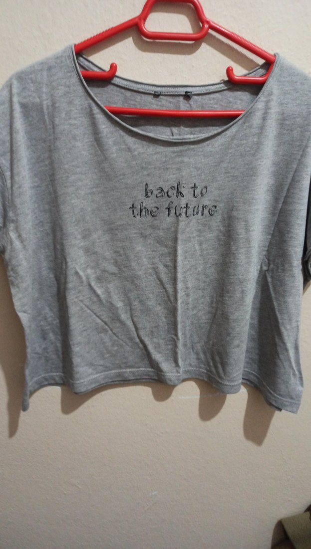 Gri Kısa Kollu Hamile Tişörtü - Görsel 3