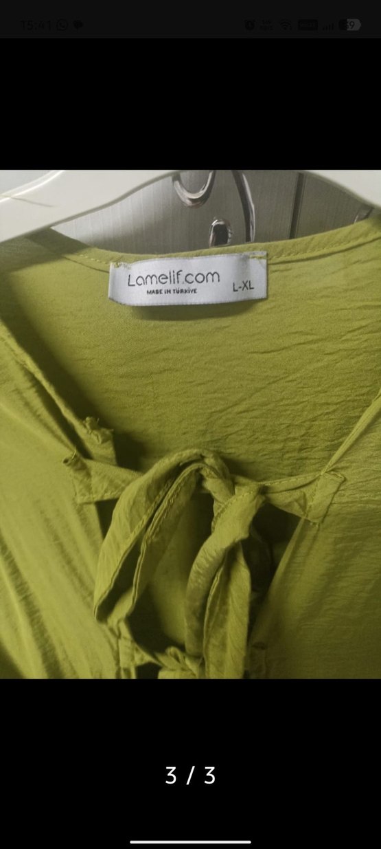 Uzun Kollu, Salaş Kesim Yeşil Bluzu - Görsel 3