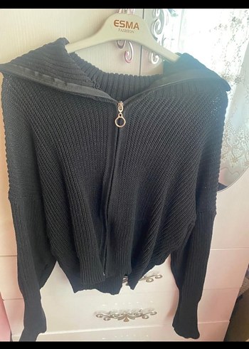 Siyah Kısa Fitted Örgü Boğazlı Kazak - Görsel 6