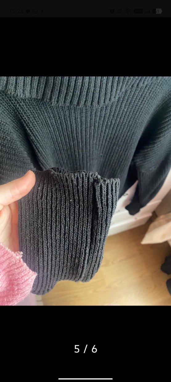 Siyah Kısa Fitted Örgü Boğazlı Kazak - Görsel 5