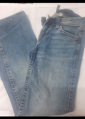 Mavi Düğmeli Kadın Denim Pantolon - Görsel 2