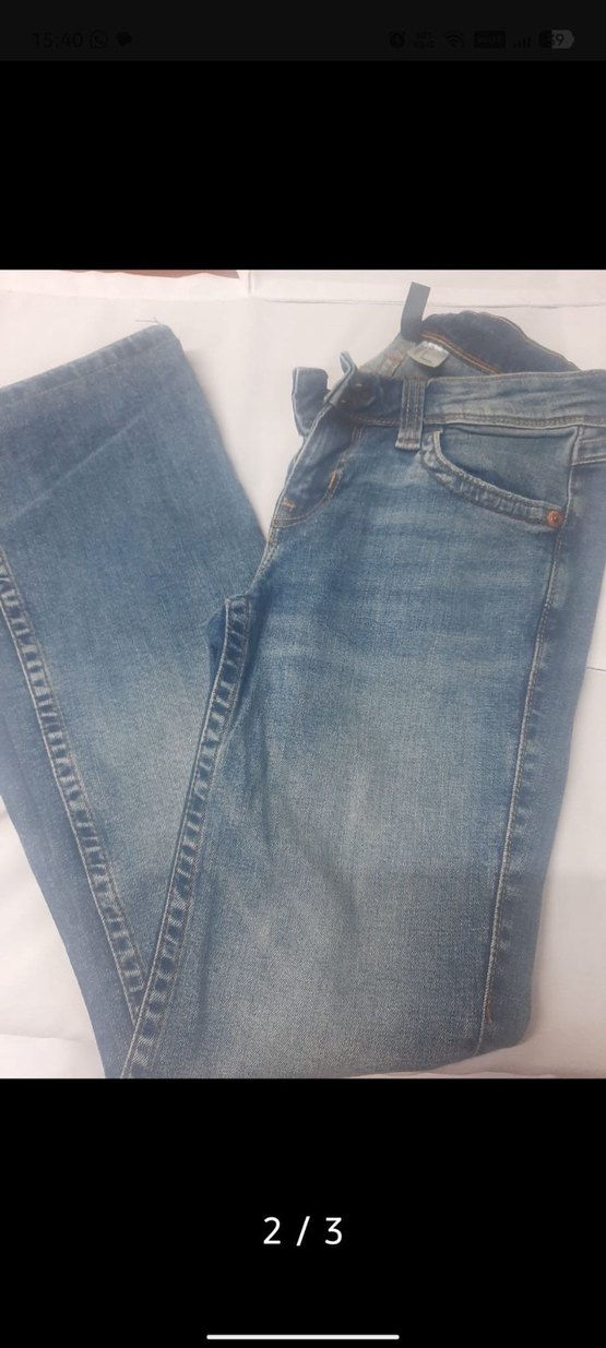 Mavi Düğmeli Kadın Denim Pantolon - Görsel 2