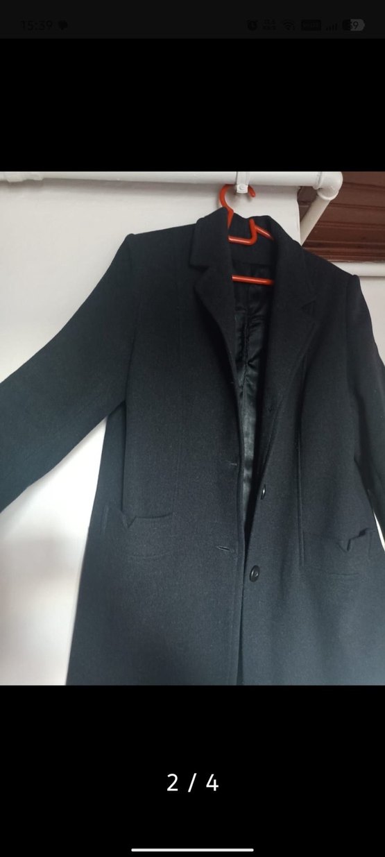 Siyah Düğmeli Uzun Kadın Kaban - Görsel 2