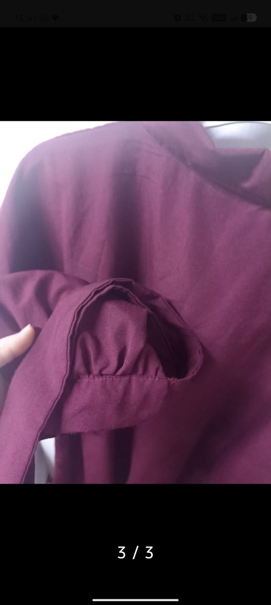 Bordo Düğmeli Kadın Gömlek - Görsel 3