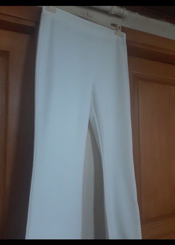 Beyaz Midi Kadın Kumaş Pantolon - Görsel 2