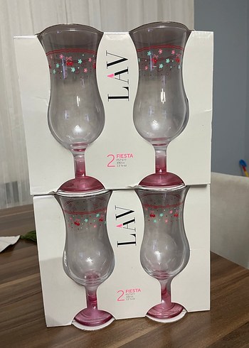 Renkli Pembe Ayaklı Bardak Seti - Görsel 2