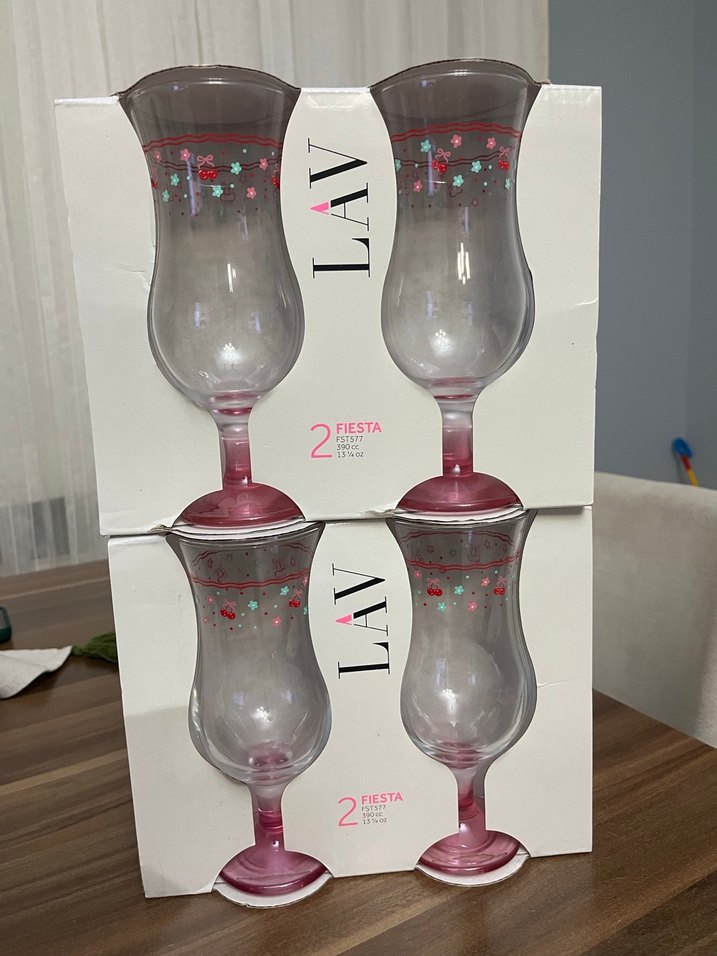 Renkli Pembe Ayaklı Bardak Seti - Görsel 2