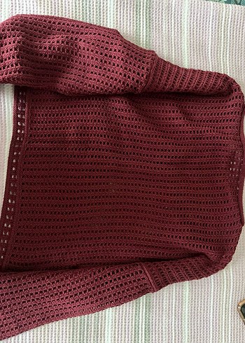 Pull and bear delikli bordo kazak - Görsel 2