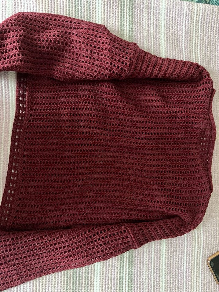 Pull and bear delikli bordo kazak - Görsel 2