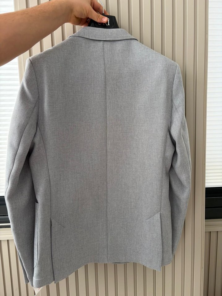 Gri Erkek Düğmeli Slim Fit Takım Ceket - Görsel 3