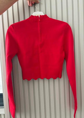 Kırmızı Kısa Crop Kazak - Görsel 2