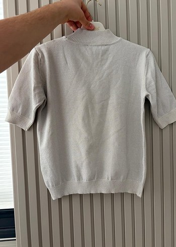 Gri Renk Adl Marka Kısa Kollu Kadın Kazak - Görsel 2