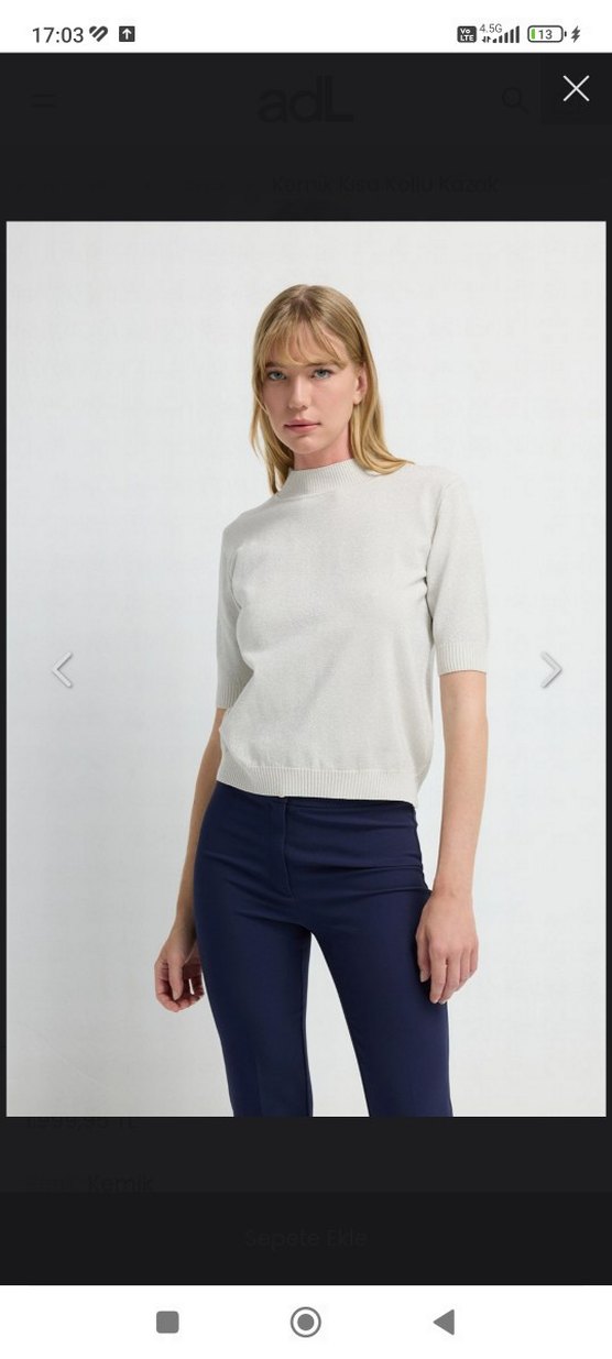 Gri Renk Adl Marka Kısa Kollu Kadın Kazak - Görsel 4