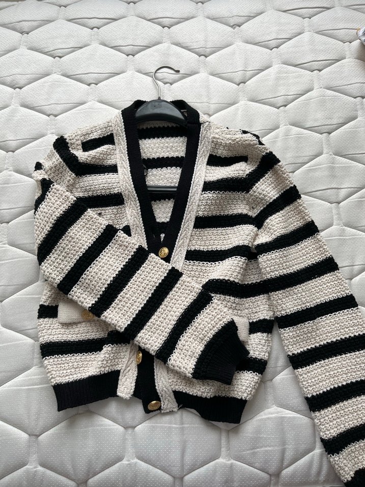 Zebra Desenli Triko Kadın Hırka - Görsel 2